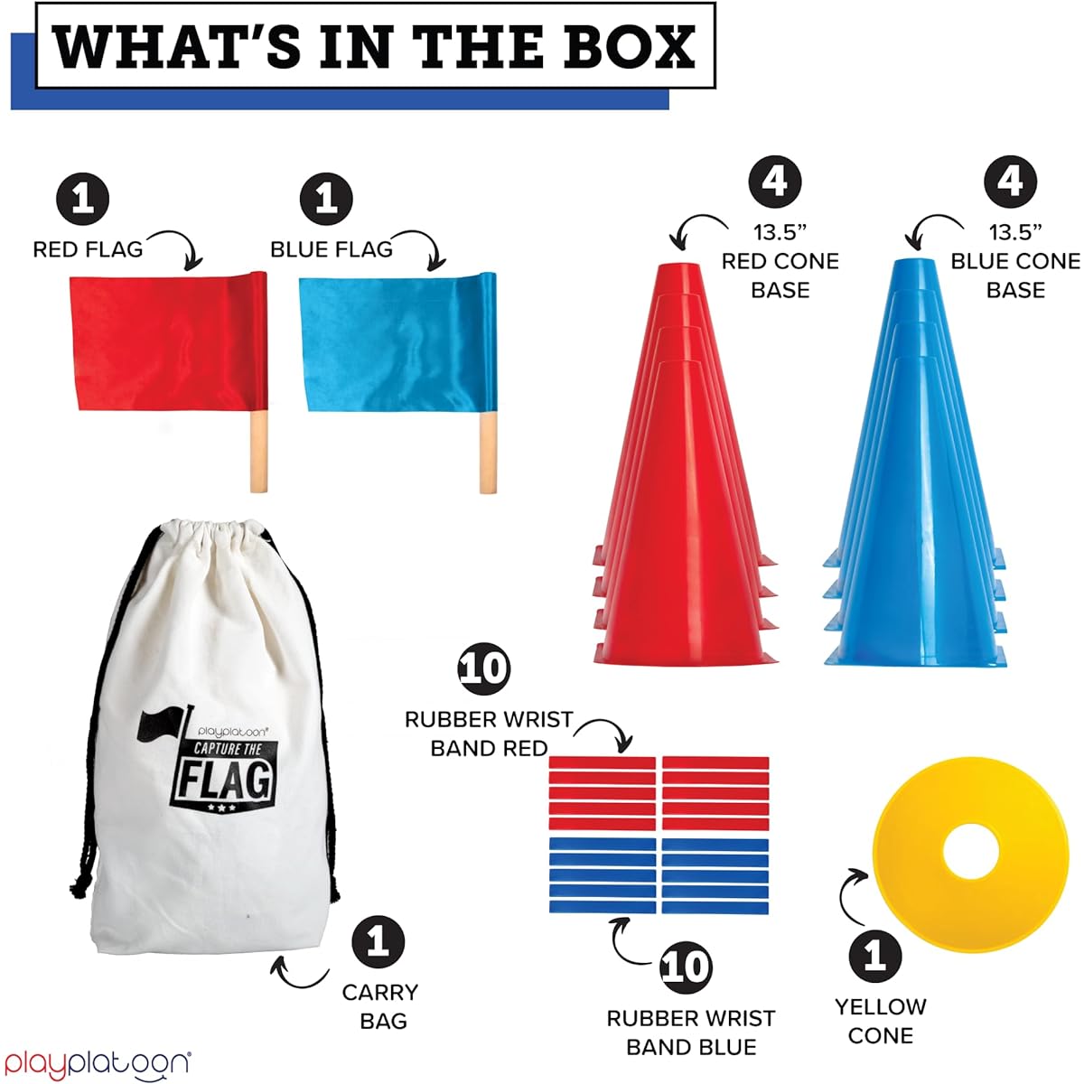 Play Platoon Capture The Flag Traditional Original 20 Players with Real Wooden Handle Flags - Outdoor Yard Game for Families Kids Teens - Boy Birthday Gift, Family Reunion, Cool on the Field