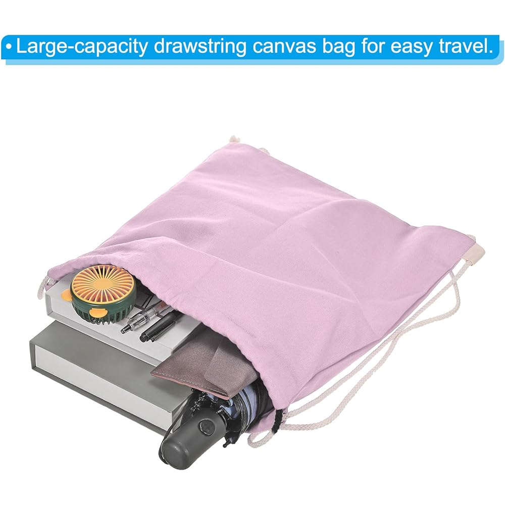 PATIKIL Cotton String Bags Set of 2 Cotton Folding Sports Gym Bags for Women Men Gym Sports Travel Pink Green
