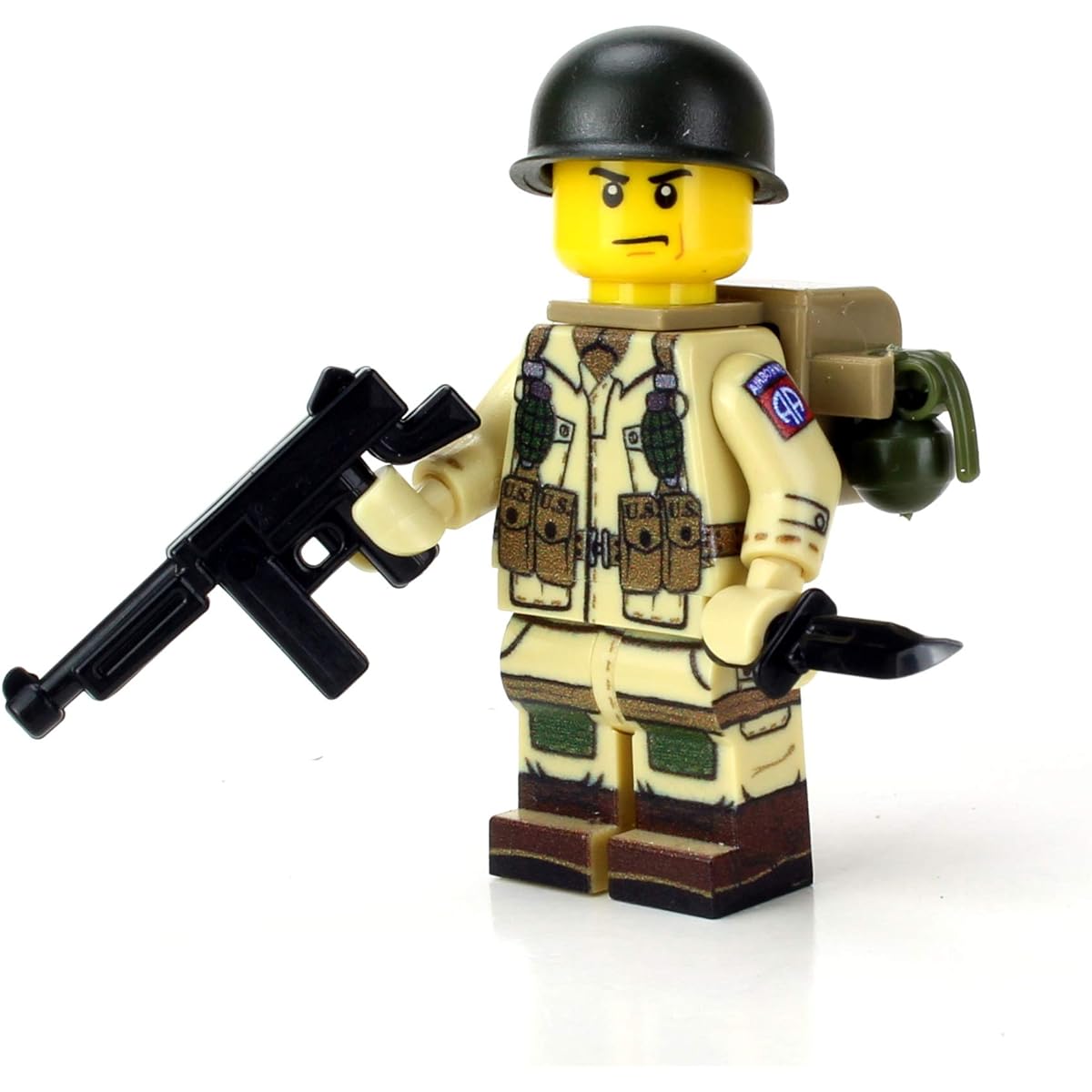 Battle Brick Collectible US Army WW2 82nd Airborne Paratrooper Minifigure | Authentic Military Minifigure | Packaged in the USA | 1.6" Tall | For Ages 8+ to Adult AFOLs