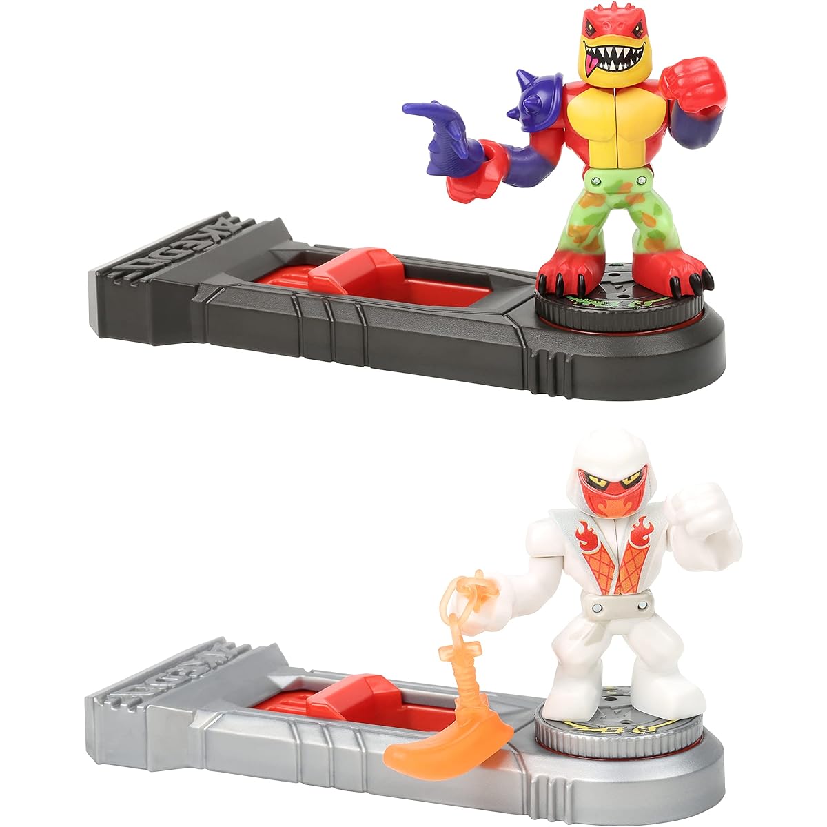Akedo Ultimate Arcade Warriors Versus Pac Tailwhip Vs White Wraith Mini Battle Action Figures Ready to Fight Split Strike