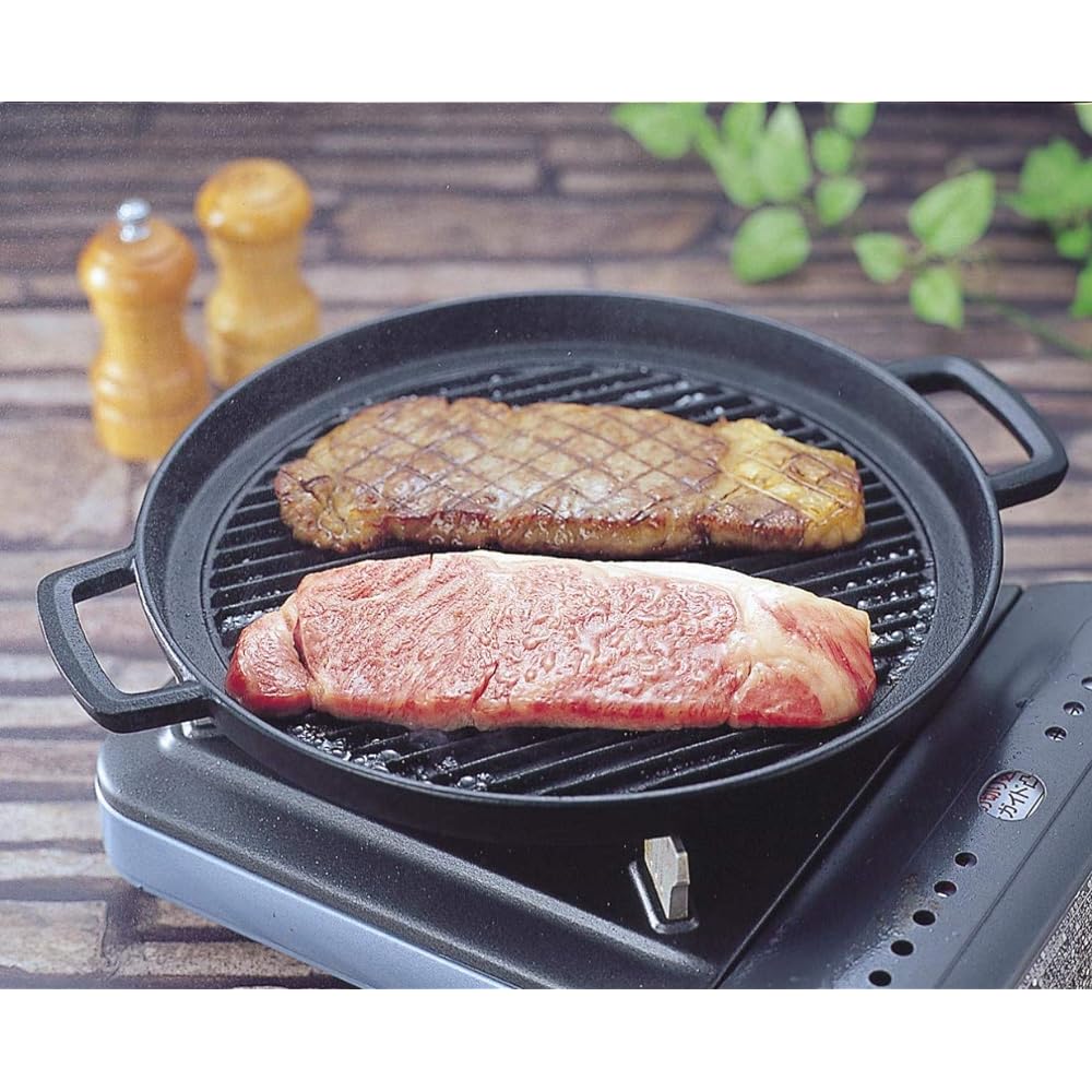 Iwachu Grill Pan Round 25 Black Baked Inner Diameter: 24.5cm IH Compatible Nambu Ironware 23050