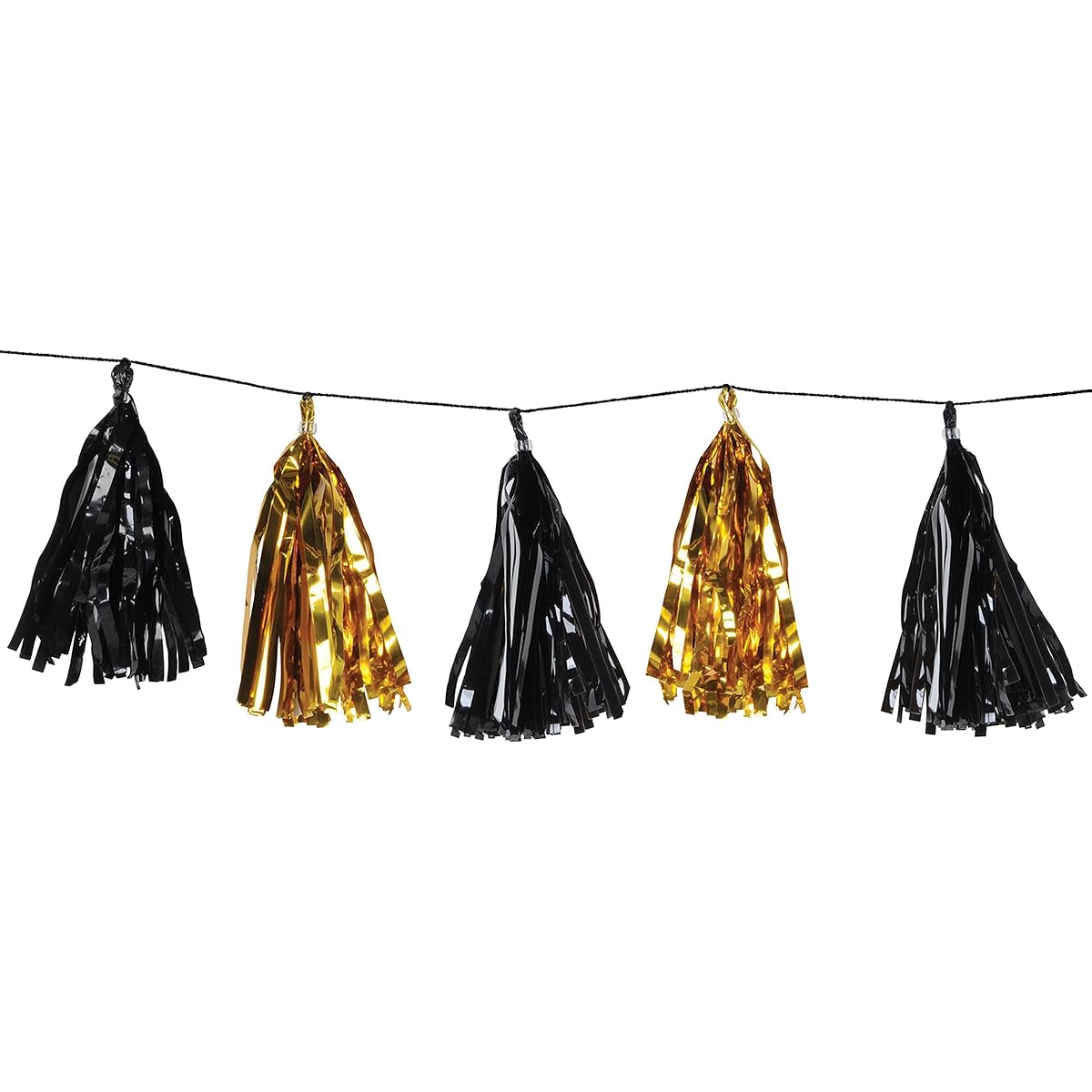 Beistle 59927-BKGD 2 Piece Metallic Tassel Garland 9.75" x 8" Black/Gold