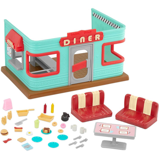 Li'l Woodzeez - Toy Playset - Restaurant Playset - Small Figurine Playset - Diner Playset - Small Playset with Accessories - Li'l Nibbles Drive Thru Diner