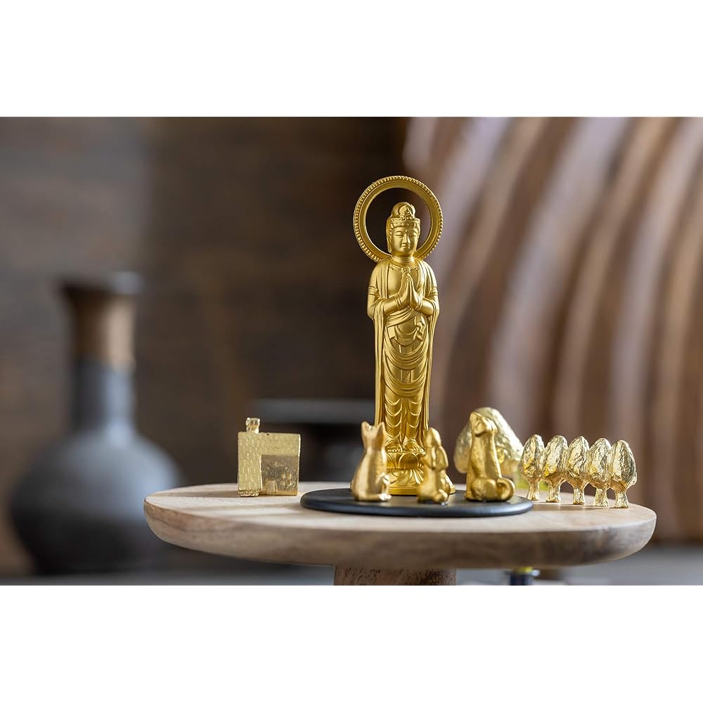 Buddha Statue Pet Kannon Bodhisattva 7.7cm (Gold) _"Animal Protection/Pet Memorial Service" Takaoka Copperware (P Kannon/S)