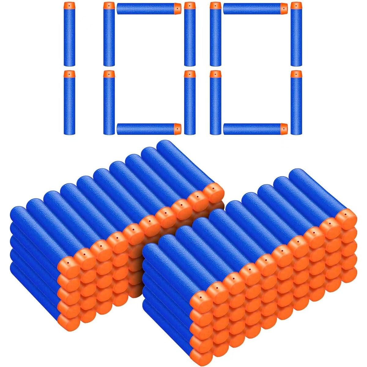 SOJUFOG 100 Nerf N Strike Blaster Compatible Darts Bullets, 100pcs Nerf Bullets Refill Darts Premium Foam Bullet Pack Compatible with Nerf N-Strike Elite Guns