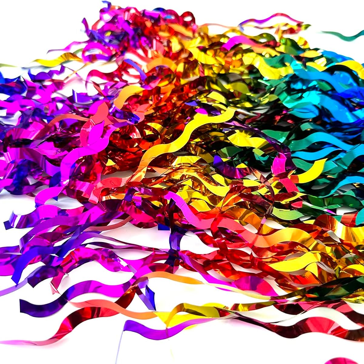 Rainbow Curly Foil Fringe Curtains for Party Decoration