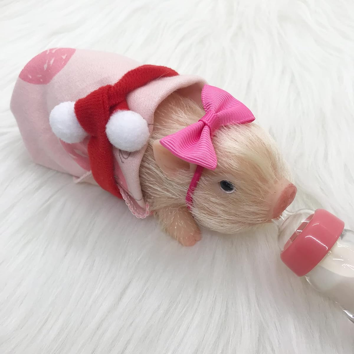 VOLOBE 5 Inch Silicone Piglet with Accessories Soft Mini Realistic Silicone Animal Kids Christmas Gift (Christmas Dragon)