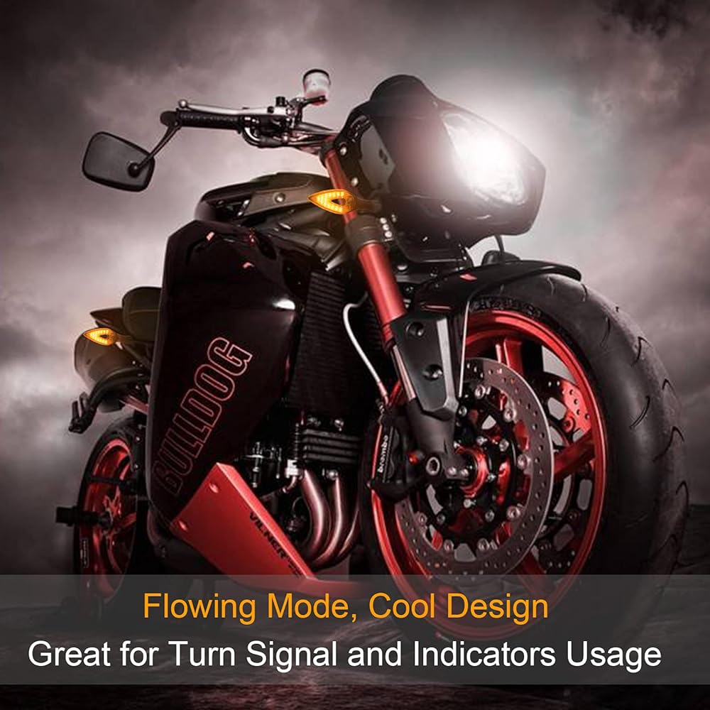 Kinstacks 4pcs Motorcycle Indicator Flowing Turn Signal Light Motor Bike Turning Indicator 12V 14 LED Bulbs for Motorcycle, Scooter, Quad Cruiser, Off-Road
