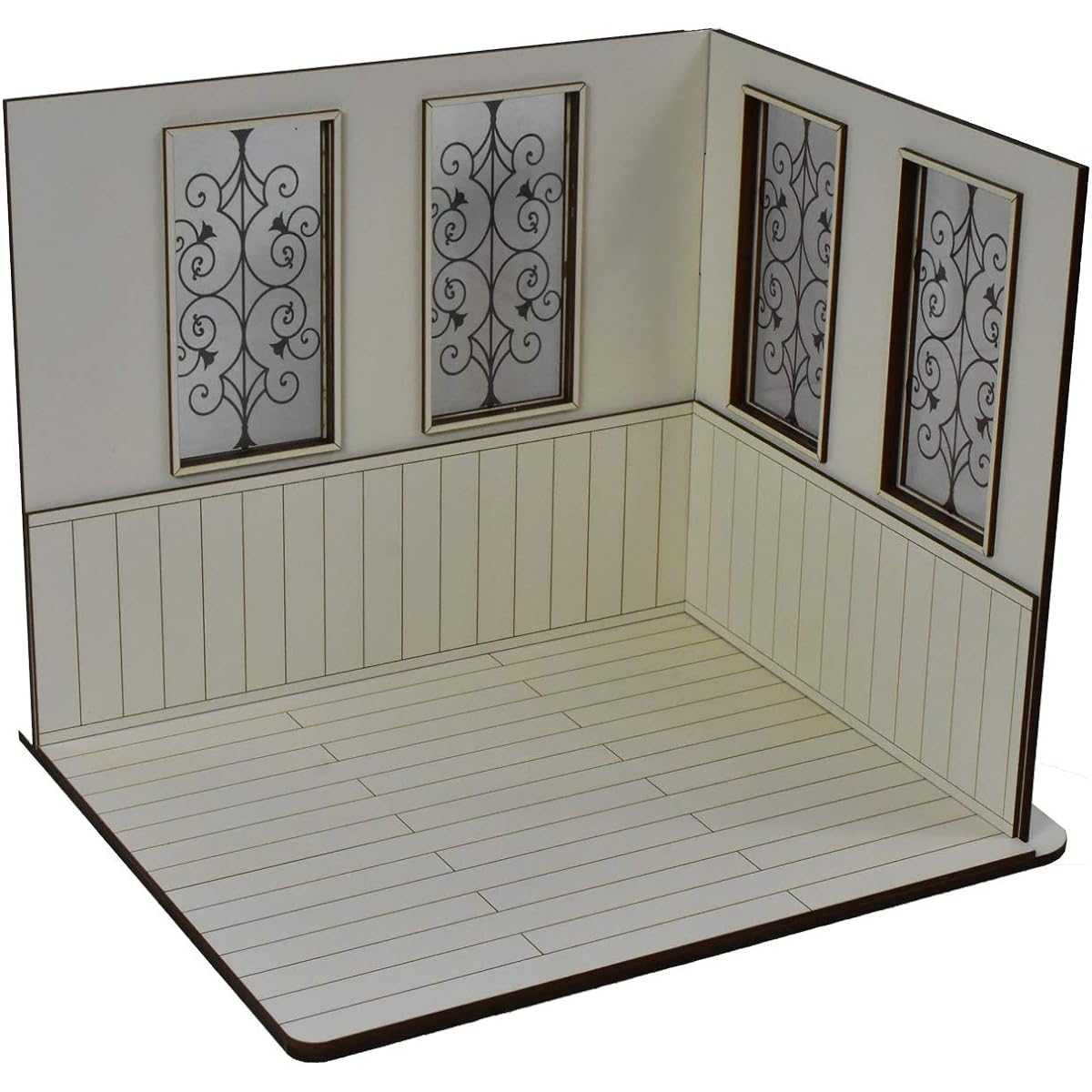 CWGmini-0614 CountryWoodGarden Dollhouse Miniature 1/10 Scale [L-shaped, white house, right side, window] Dollhouse sold separately
