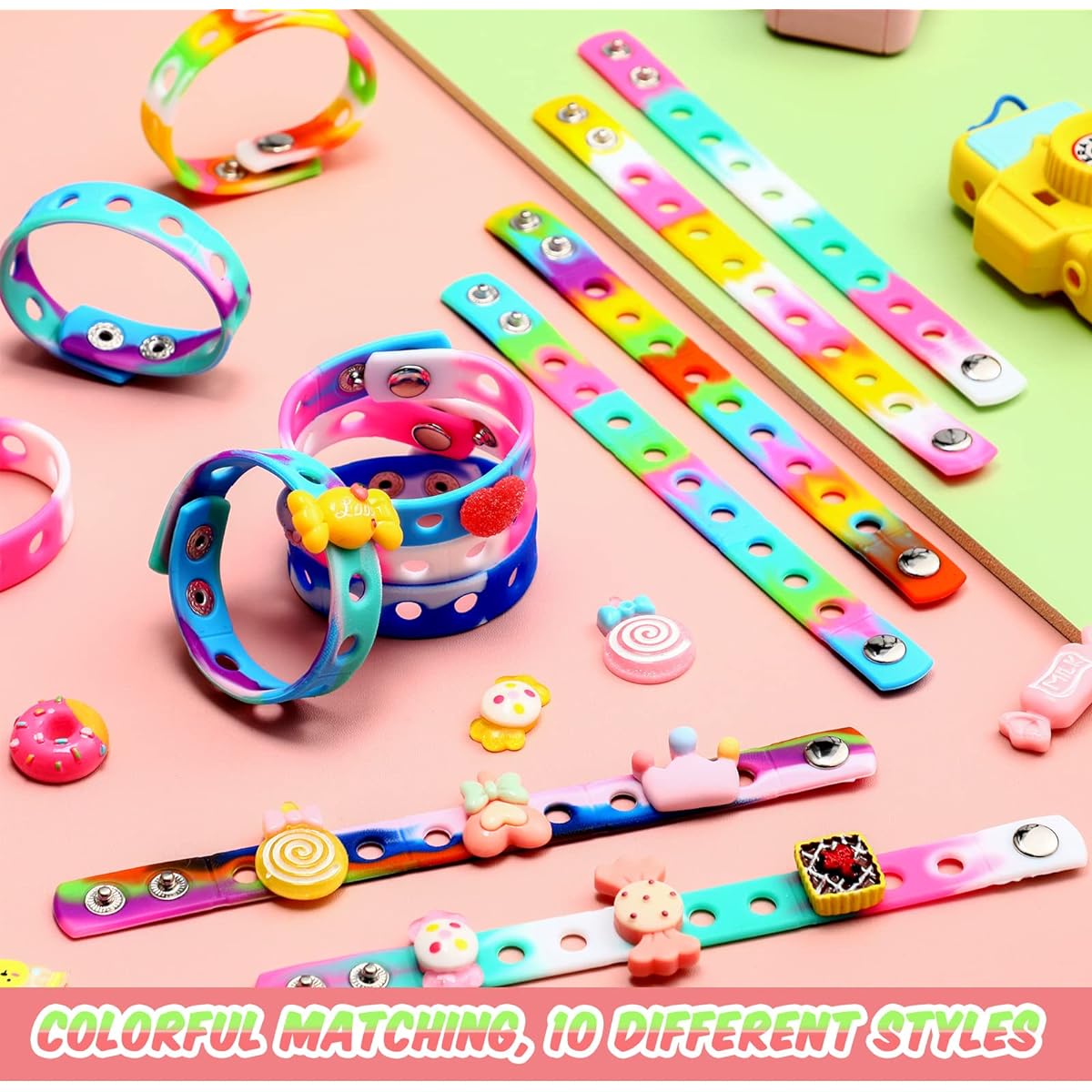 Silicone Wristbands Silicone Charm Bracelets Adjustable Cute Wristbands Rubber Bracelets Colorful Silicone Wristbands Kids Bracelets for Boys and Girls Christmas Party Gifts Swimming (100pcs)