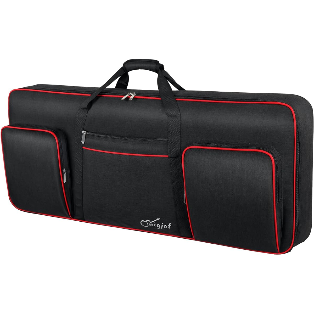 SNIGJAT 61 Key Keyboard Case Soft (Interior: 109.3 cmx15.7 cmx12.2 cm) Not Compatible with All Korgs, Waterproof Piano Case with Handle and Adjustable Shoulder Strap, Padded Keyboard Gig Bag with 3 Pockets
