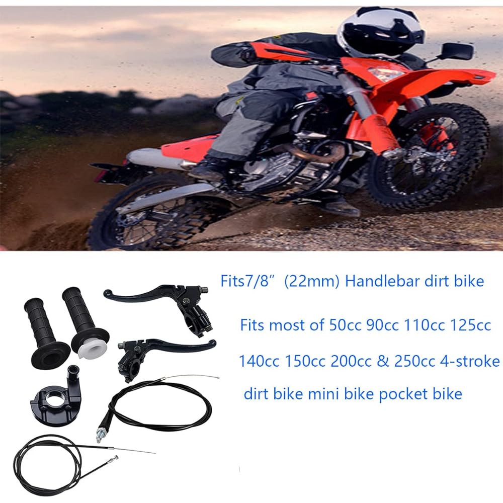 Throttle Handle + Left and Right Clutch Brake Lever Handle Brake Cable Compatible with XR80 XR100 CRF70 CRF80 Pit Dirt Motor Bike Baja Mini Bike