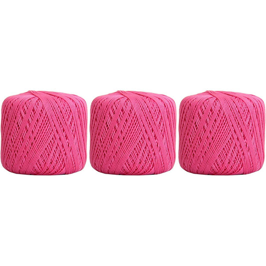 Threadart 100% Pure Cotton Crochet Yarn Size 3 Color 35 Hot Pink Available in sizes 10 and 3 Single and bulk packs