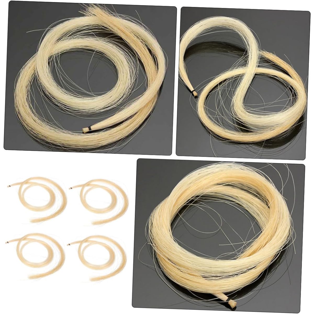 Vaguelly 28pcs Violin Bow Hair Viola Accessories White Horse Tail Hair Natural Student Mongolia