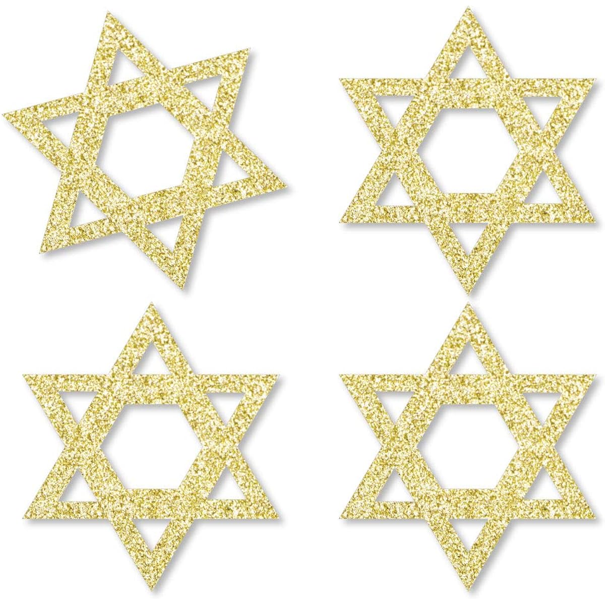 Gold Glitter Star of David - Smudge-Free Real Gold Glitter Cut - Hanukkah Confetti - Set of 24