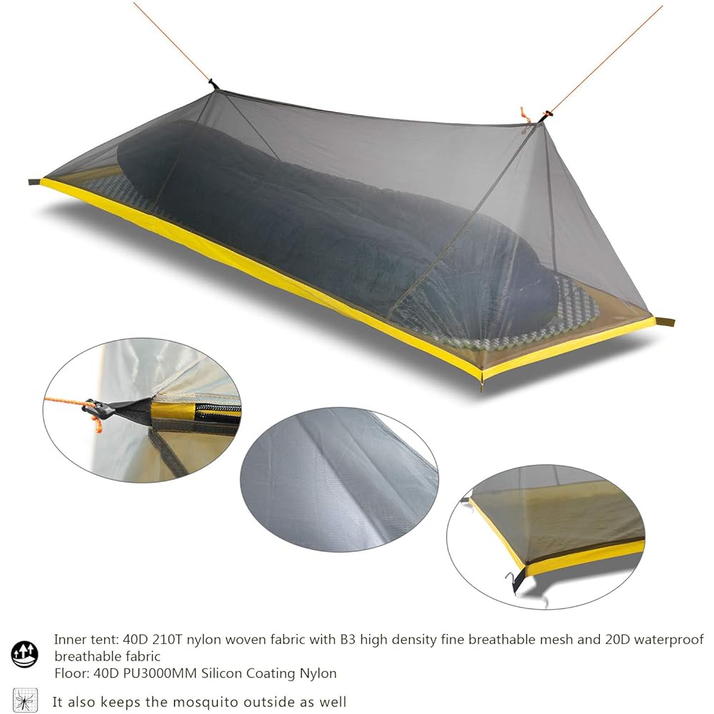 1 Person Inner Tent Mosquito Net Mosquito Net Ultra Light Portable Mosquito Repellent For Climbing Breathable Easy Setup Carry Bag with Pegs Outdoor Equipment