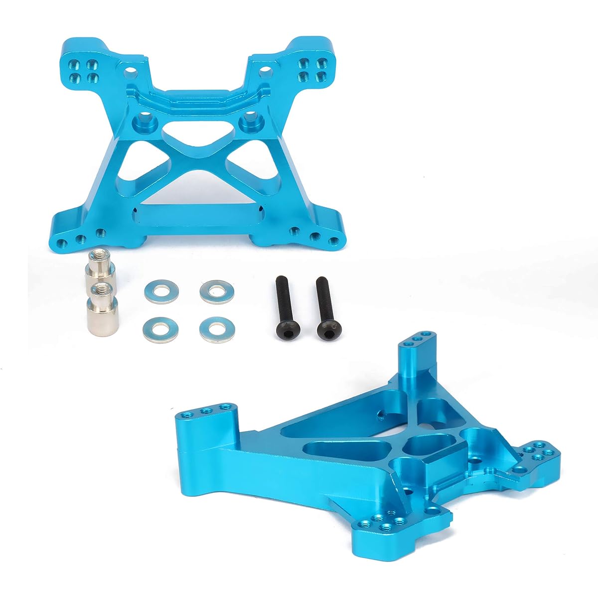 RCAWD Rear & Front Shock Tower Absorber Plate 8544 6839 Machine Alloy Aluminum for 1/10 Traxxas Slash 5807 Rc Hobby Model Car Upgrade Hop-up Parts (Blue)