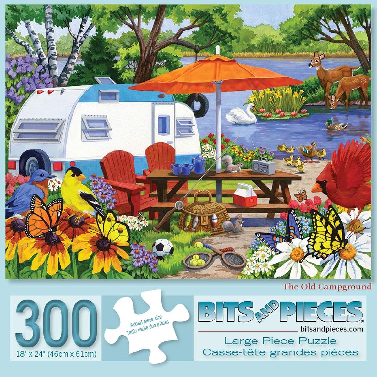 Bits and Pieces - 300 Piece Jigsaw Puzzle for Adults 18" x 24" - Old Campground - 300 Piece Birds and Animals Jigsaw by Artist Nancy Wernersbach