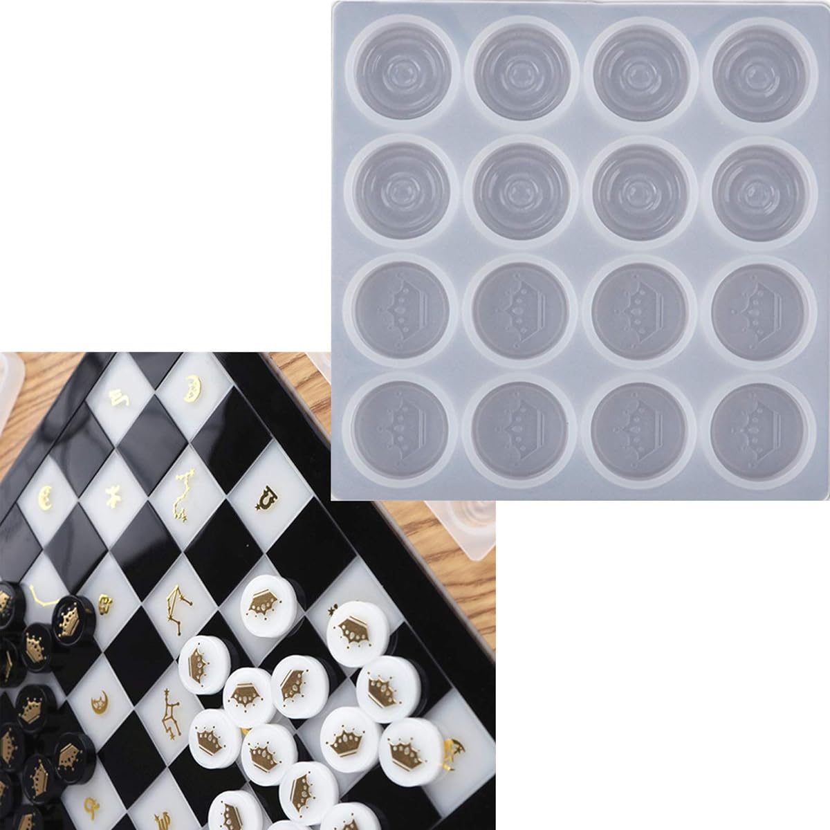 TEEWAL Chess Pieces Silicone Resin Mold Chess Pieces Resin Casting Chess Pieces Mold Crystal Epoxy Resin Mold Chess Pieces Casting Silicone Mold DIY Craft Making Tool