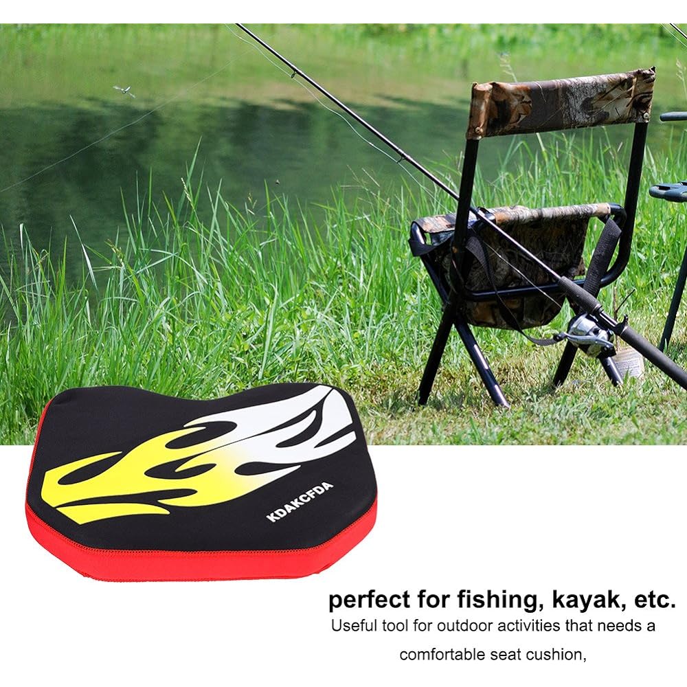 Boat Seat Cushion Pad Comfortable Waterproof Fishing Seat Cushion for Kayaking Outdoor Camping 3 Colors (Flame) Kayak