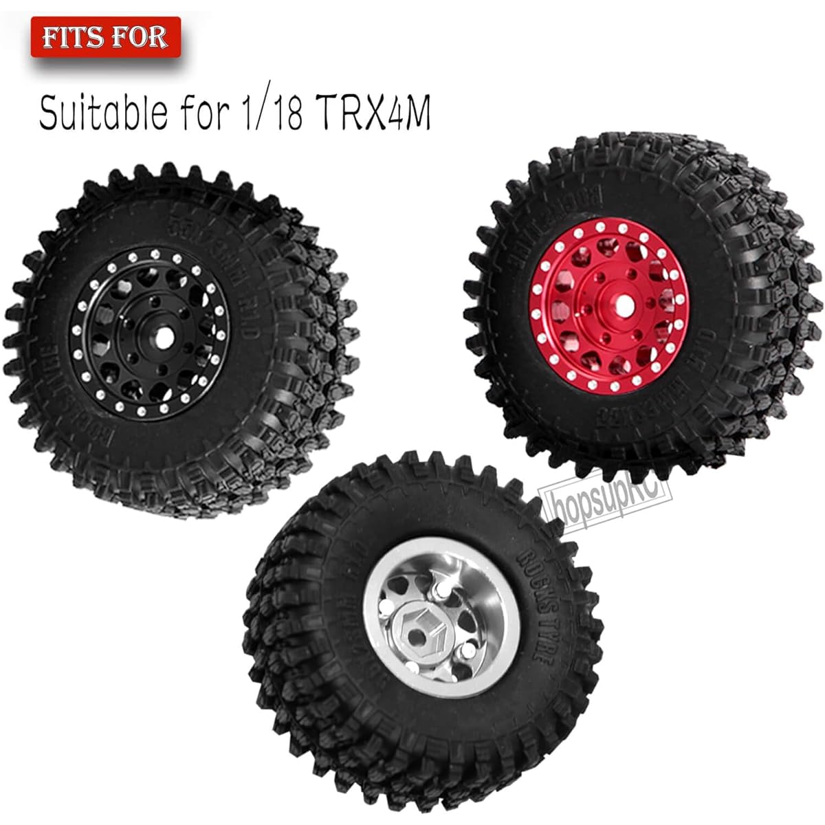 hopsupRC RC Wheel Tires for 1/18 Traxxas TRX4M Hex Detachable Replacement Desert Tires Snow Tires RC Truck Tires 4pcs Black