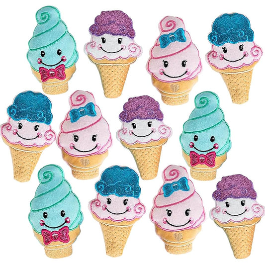 ArtCreativity Kids Ice Cream Cone Plush Toys Set of 12 - Soft and Cuddly Stuffed Animals Assorted Colors and Designs Luxury Party Favors for Kids Cute Ice Cream Themed Decorations
