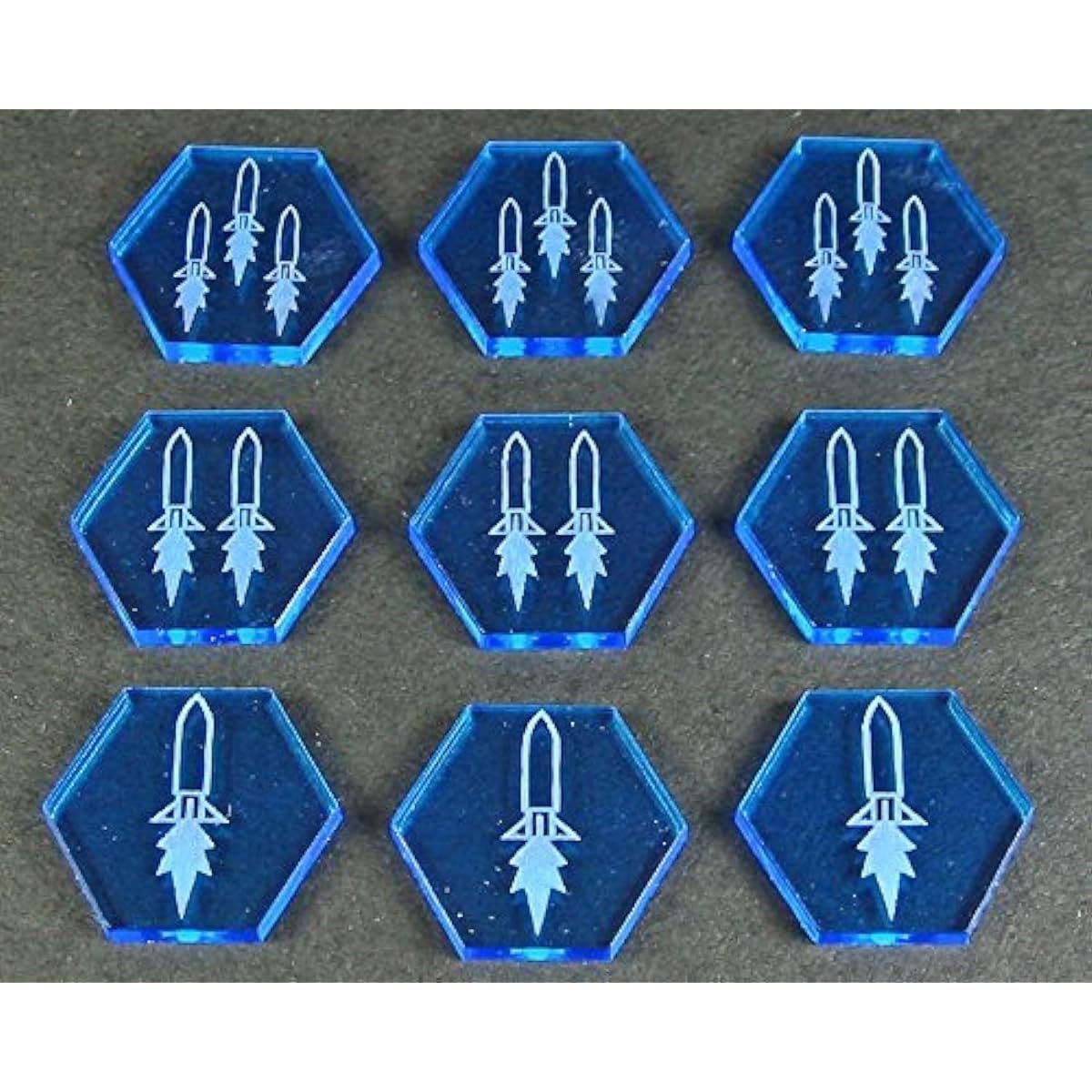 Space Missile Tokens, Fluorescent Blue (9)