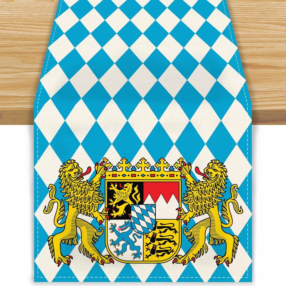 FARMNALL Linen Blue Oktoberfest Table Runner Bavarian Party German Flag Tablecloth Bavarian Oktoberfest Beer Party Decorations and Home Supplies