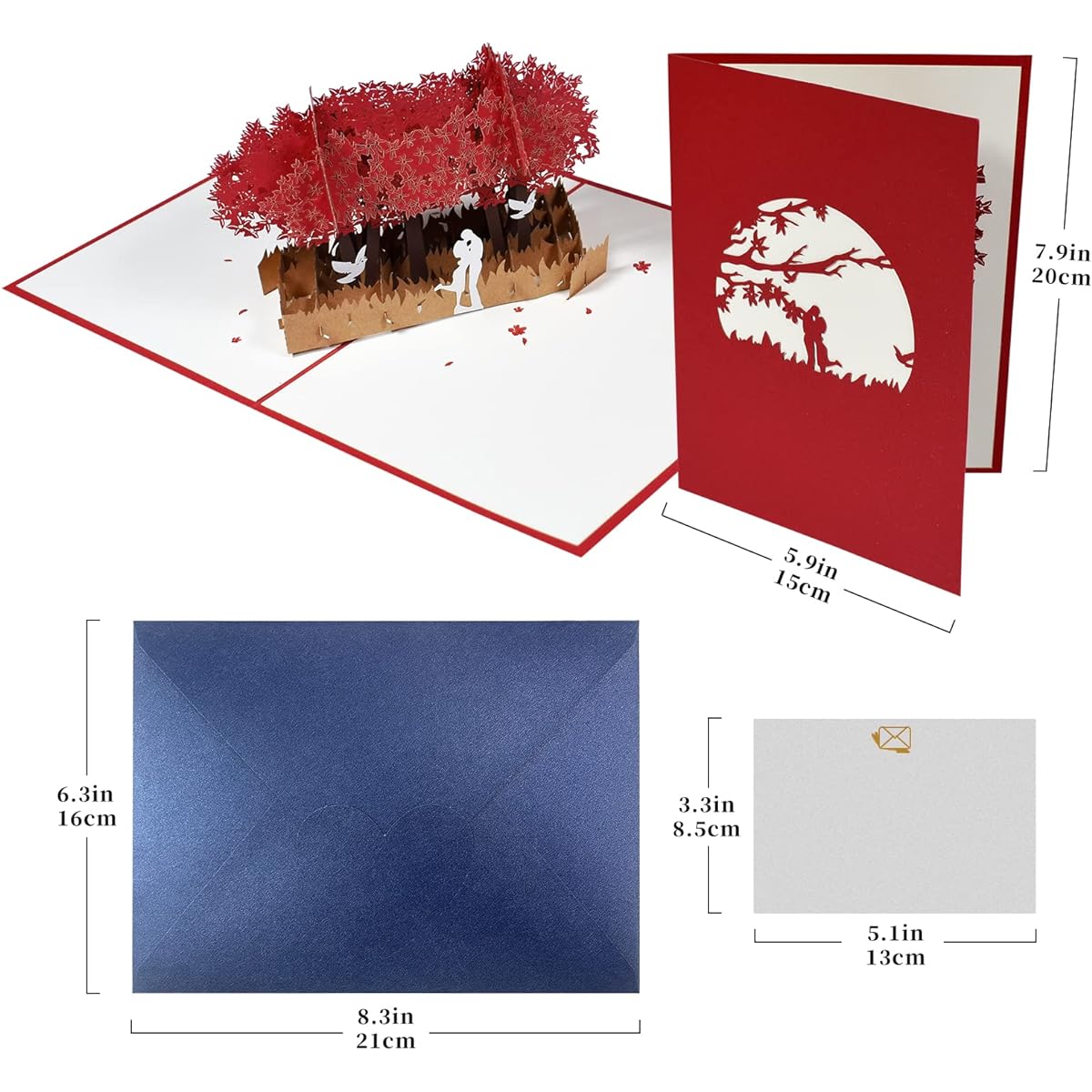 Magic Ants Pop Up Love Cards 3D Greeting Cards Floral Kiss Couple Valentine's Day Cards Anniversary Cards Wife Husband Romance Cards Wedding Cards