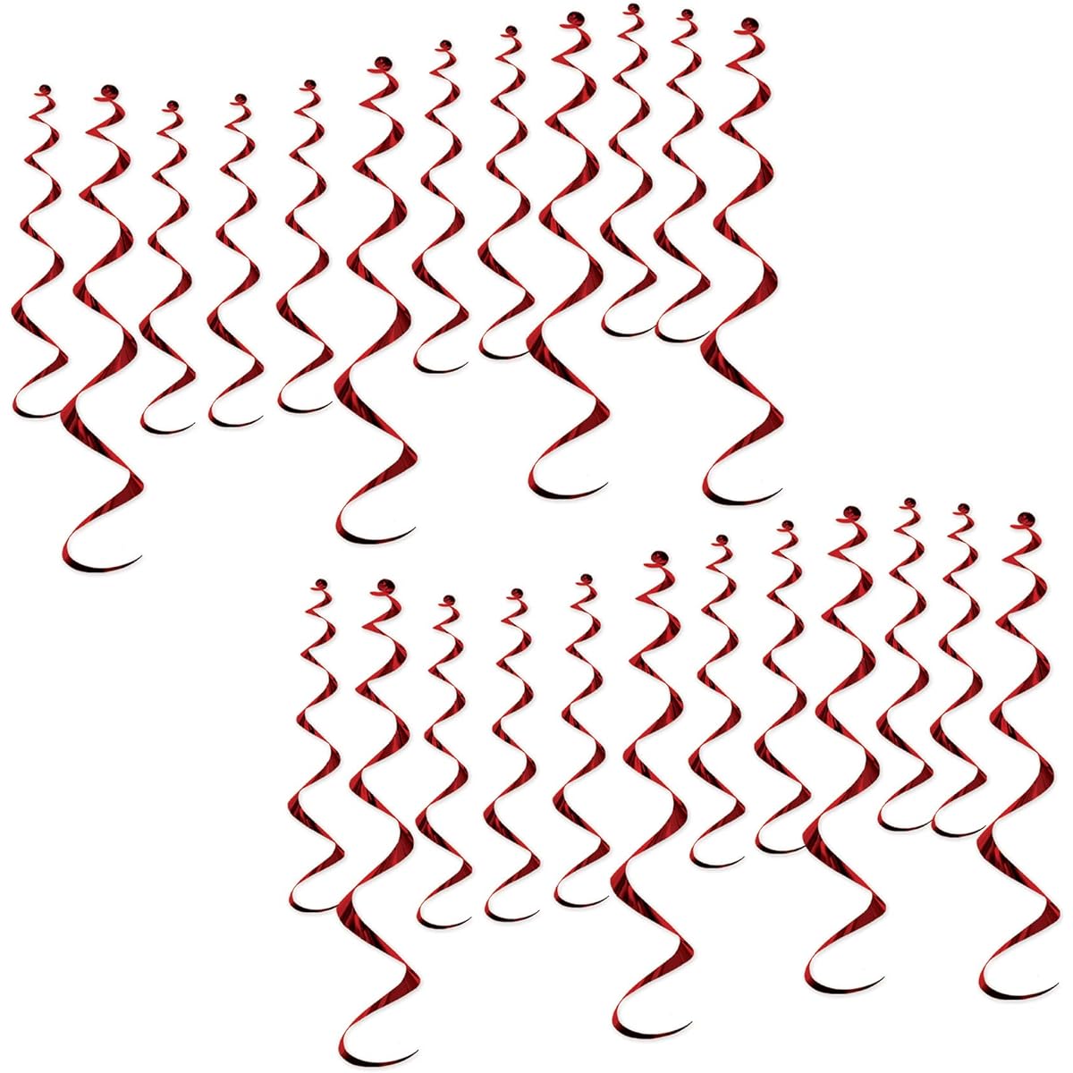 Beistle 24 Piece Metallic Plastic Swirls and Swirls for Birthday Party, Baby Shower, Graduation, Wedding Reception, 13.5" & 25" Burgundy