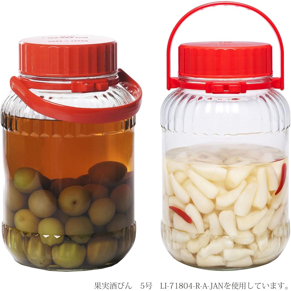 Toyo Sasaki Glass Plum Wine Bottle, Fruit Liquor Bottle, 3000ml, Set of 6, Also Can Be Used as a Container for Fruit Liquor and Pickles, Storage Bottle, Storage Container, Plum Bottle, Plum, Pickled Ume, Made in Japan, Bookmark Included I-71803-R-C-JAN