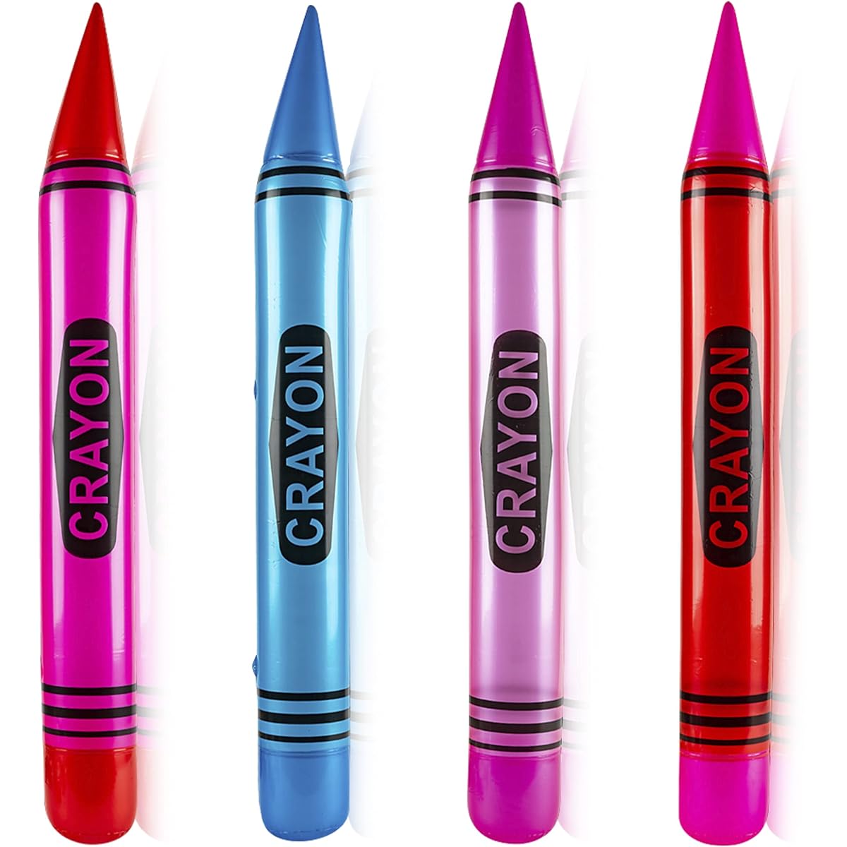 HOWBOUTDIS 44" Tall Inflatable Crayons (4 Pack - Different Colors) Bright Colors - Super Fun Party Favors / Prizes/Gifts for Ages 3+