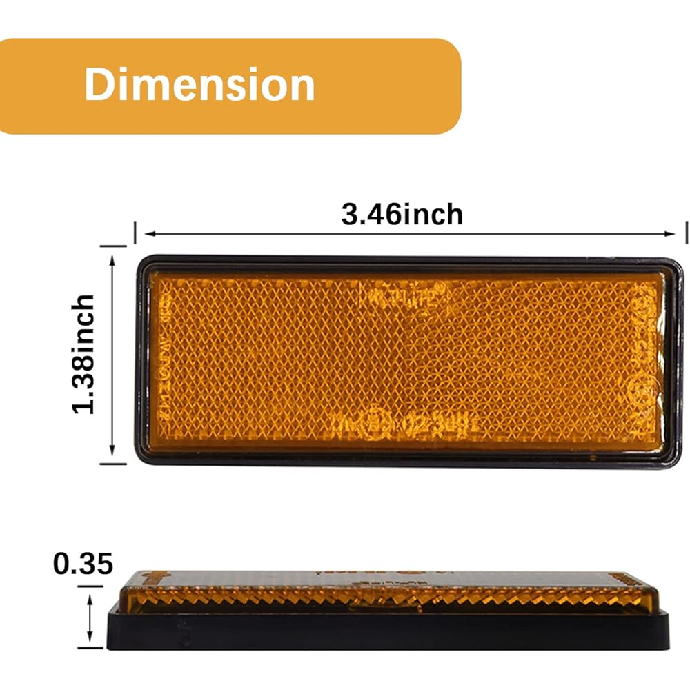 AULESSE 10Pcs Driveway Reflector Waterproof Safety Reflective Tape Reflective Strip for Heavy Truck Car RVS Bus (Orange
