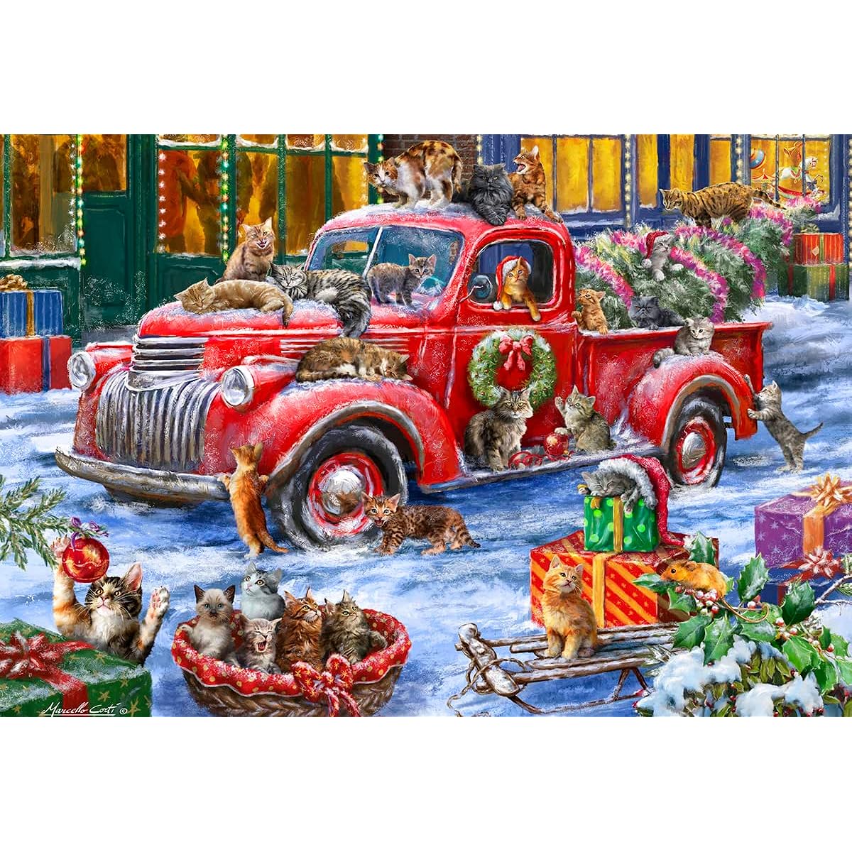 Vermont Christmas Company Purrfect Christmas Jigsaw Puzzle 100 Pieces Large Pieces Perfect for Kids and Seniors
