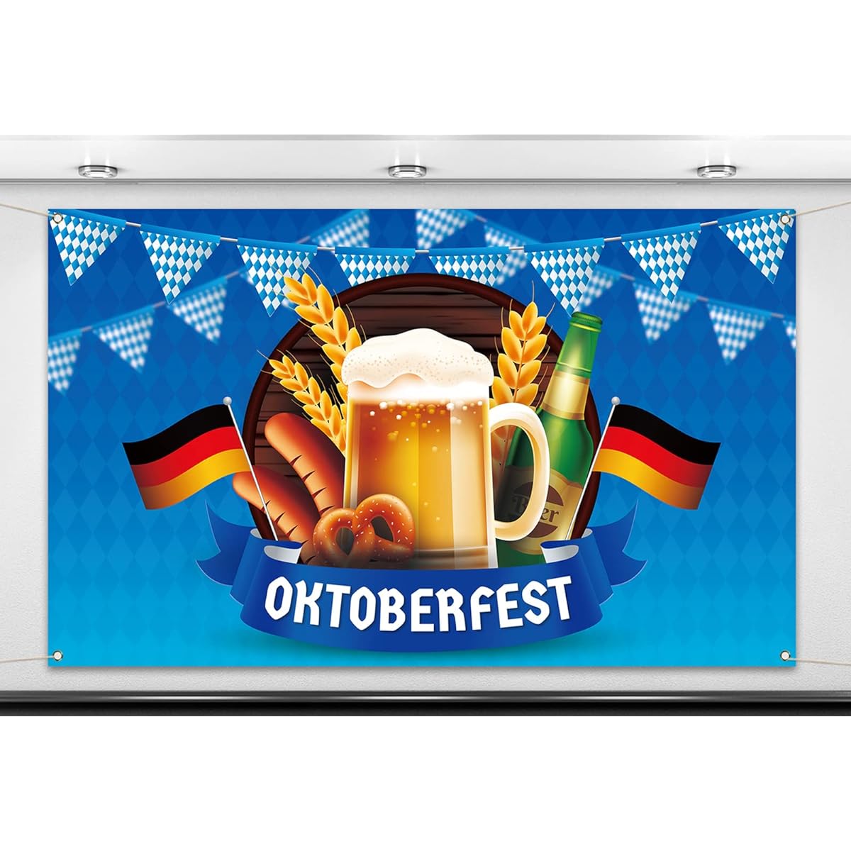 Nepnuzer Oktoberfest Photo Booth Backdrop Octoberfest Decorations German Bavarian Beer Banner Wall Decor 5.9x3.6ft