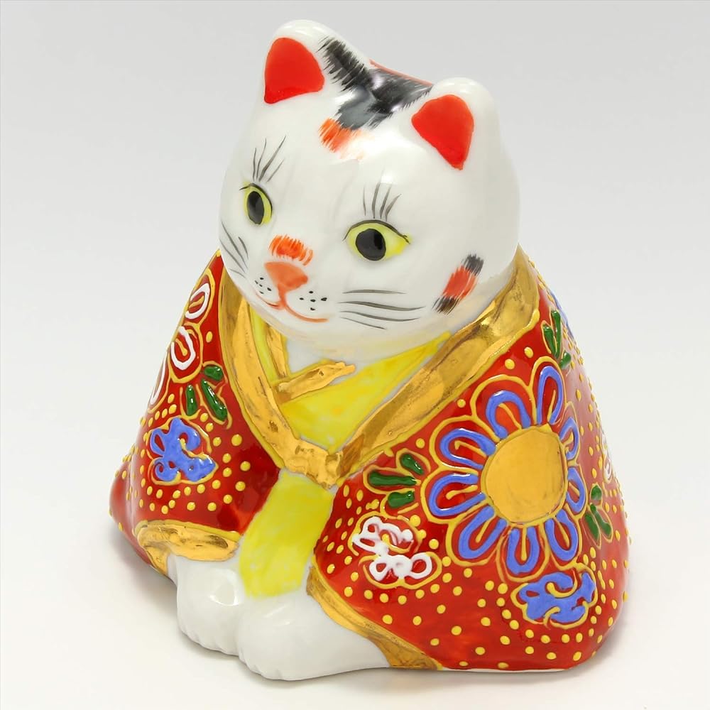 Kutani Ware Ofuku Neko No. 3 Saki (with cushion)