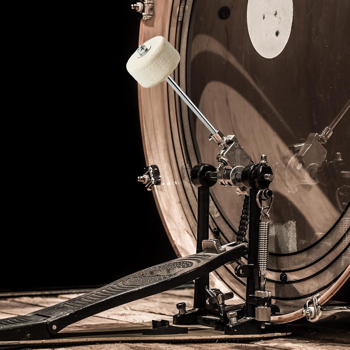 2 Piece White Felt Bass Drum Beater Set Kick Drum Foot Pedal Beater Drum Accessories Parts for Kick Drum Pedal