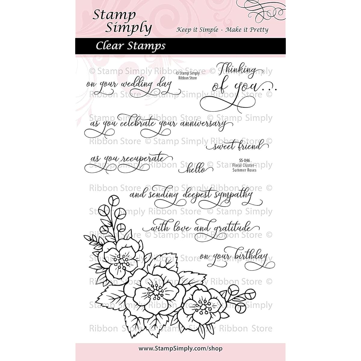 Stamp Simply Clear Stamps Summer Rose Floral Cluster 4x6 inch Sheet - 10 Pieces