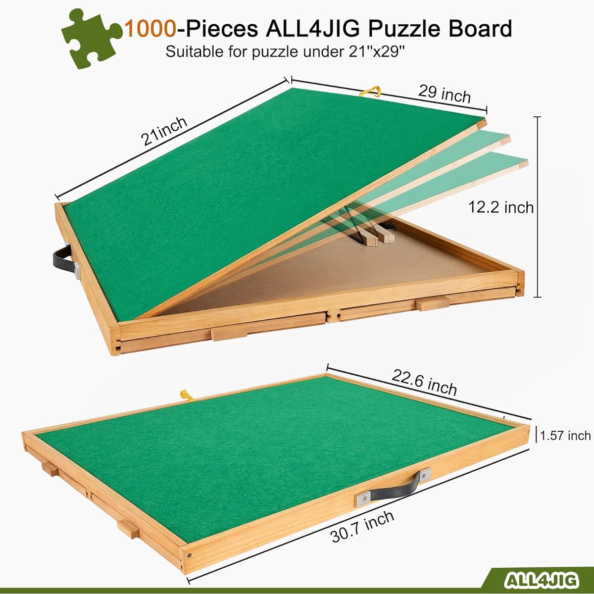 ALL4JIG 1500 Piece Adjustable Jigsaw Puzzle Board with 4 Drawers and Cover - 3 Tilt Puzzle Board Portable | 25" x 34" Jigsaw Puzzle Tabletop Easel