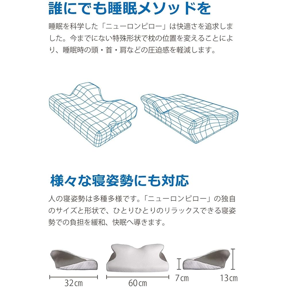 Pillow, Memory Foam Pillow, Neuron Pillow, Sleeping Pillow, Height Adjustment, Side Sleeping, Stomach, Back Sleeping, 3D Structure, Breathable, Pillow Cover Included, Present, 32 x 60 x 7/13 cm tobest
