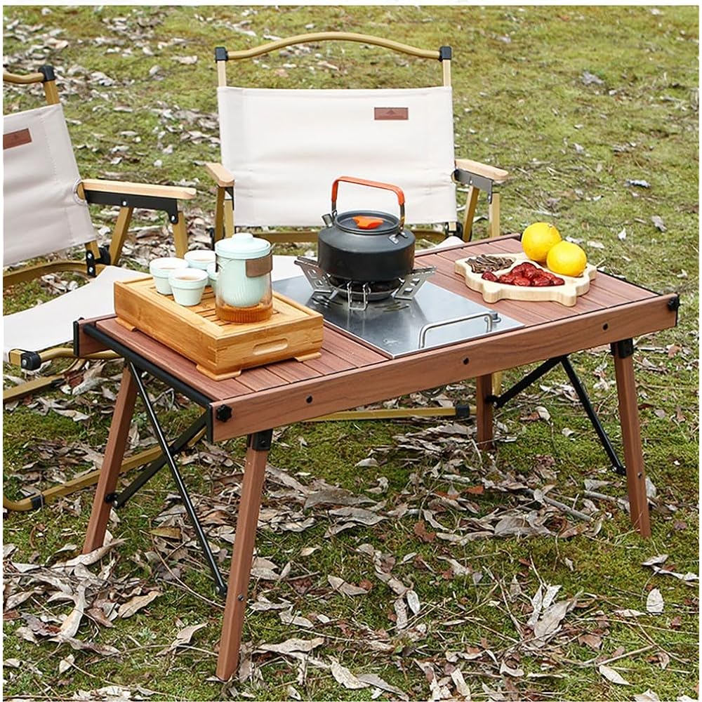 Solotour IGT Table Outdoor Table Folding Aluminum Easy Setup Camping Lightweight Hanging Side Bar Sturdy 30kg Load Convenient Storage Barbecue Compact Storage Bag Included Brown