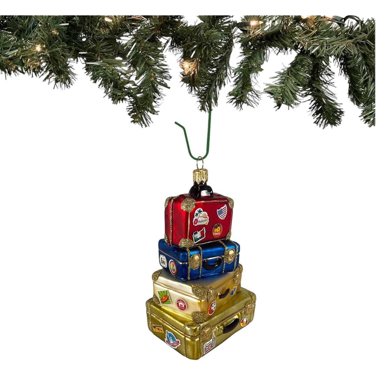 suitcase poland glass christmas tree ornament travel decoration poland