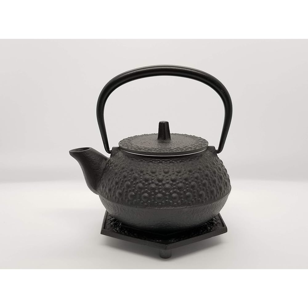 Iwachu Iron Kettle, Black Baked 0.32L, Iron Kettle and Teapot, Type 3 New Tortoise Shell Set 16109