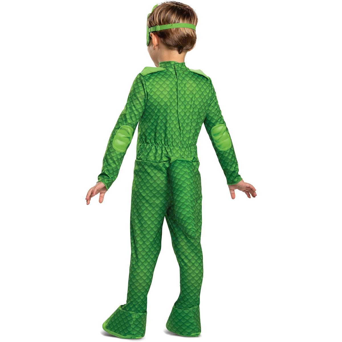 PJ Masks Gekko Costume, Deluxe Kids Light Up Jumpsuit Outfit and Character Mask, Toddler Size Small (2T) Green