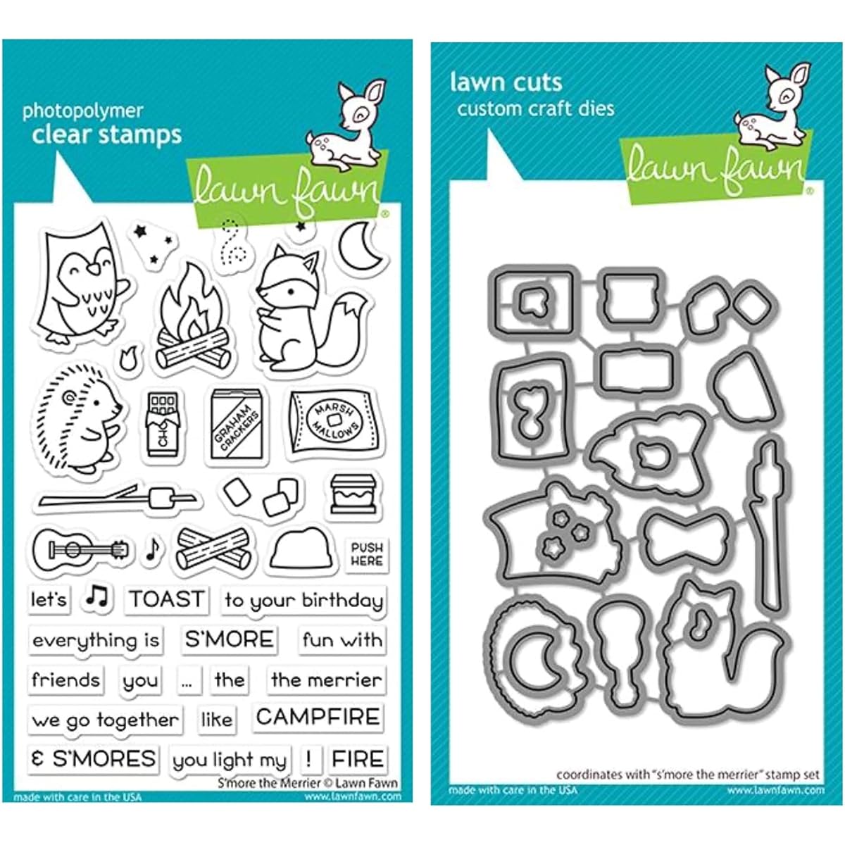 Lawn Fawn S'More The Merrier 4"x6" Clear Stamp Set and Harmony Dies (LF2593 LF2594)