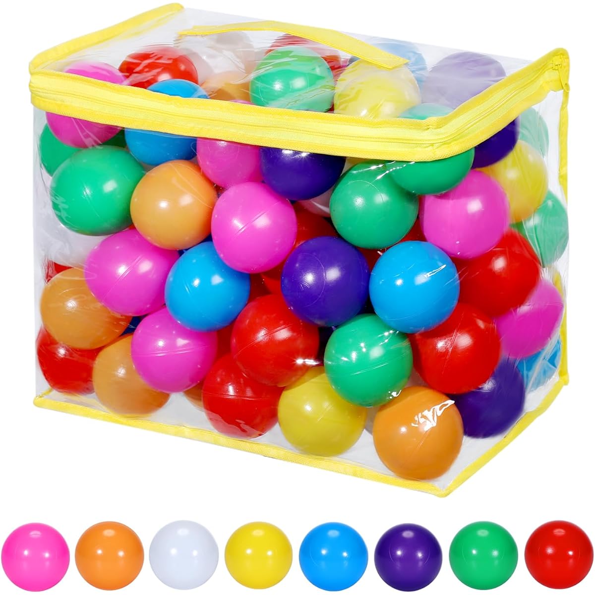 MEM Kids Ball Pit Balls 100pcs BPA Free Ball Pool Balls Plastic Play Pit Balls Baby Ball Pit Toddler Birthday Party Decorations Tent Tunnel Pit Ball (2.4 Inch)