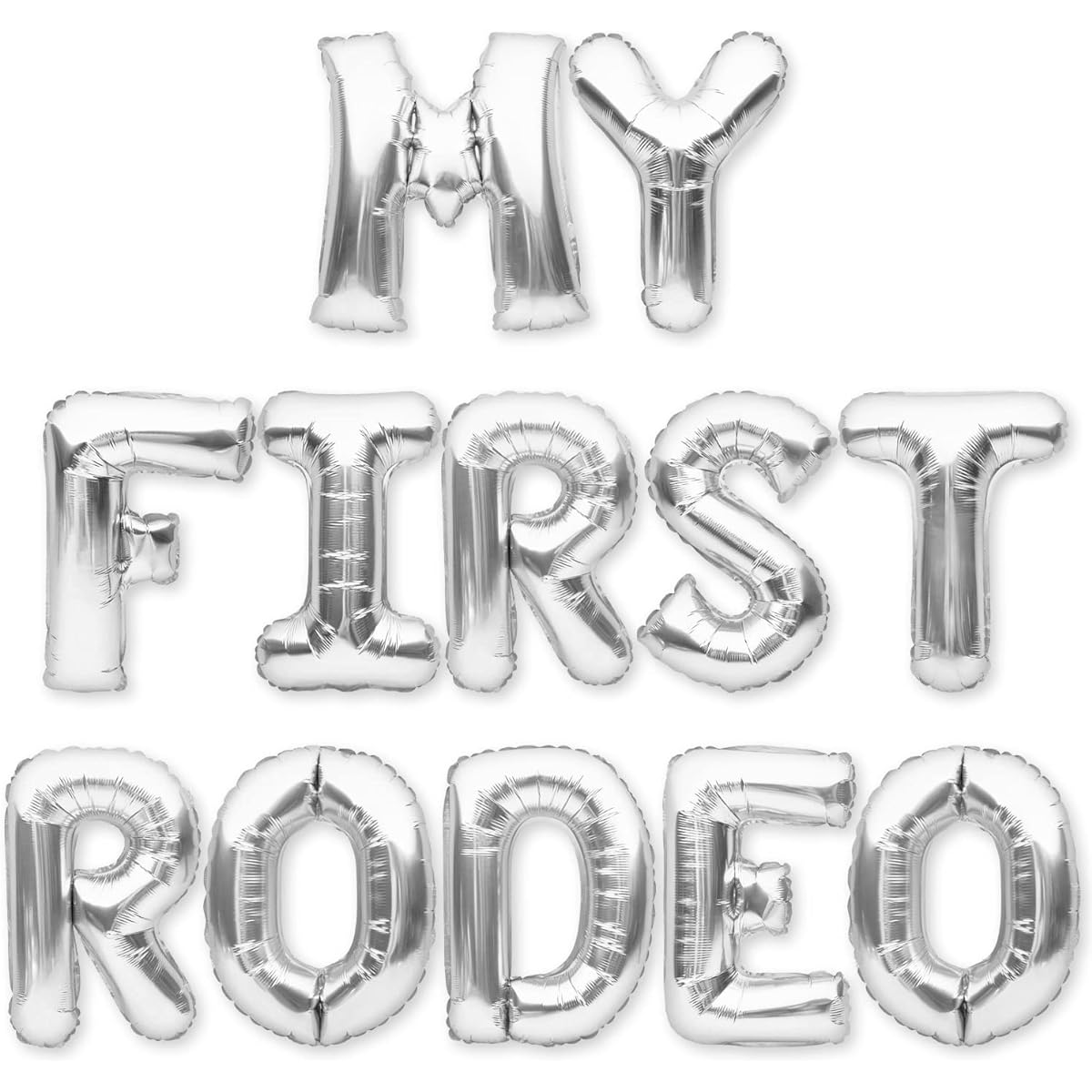 PartyForever MY FIRST RODEO Balloon Silver 16" Letters