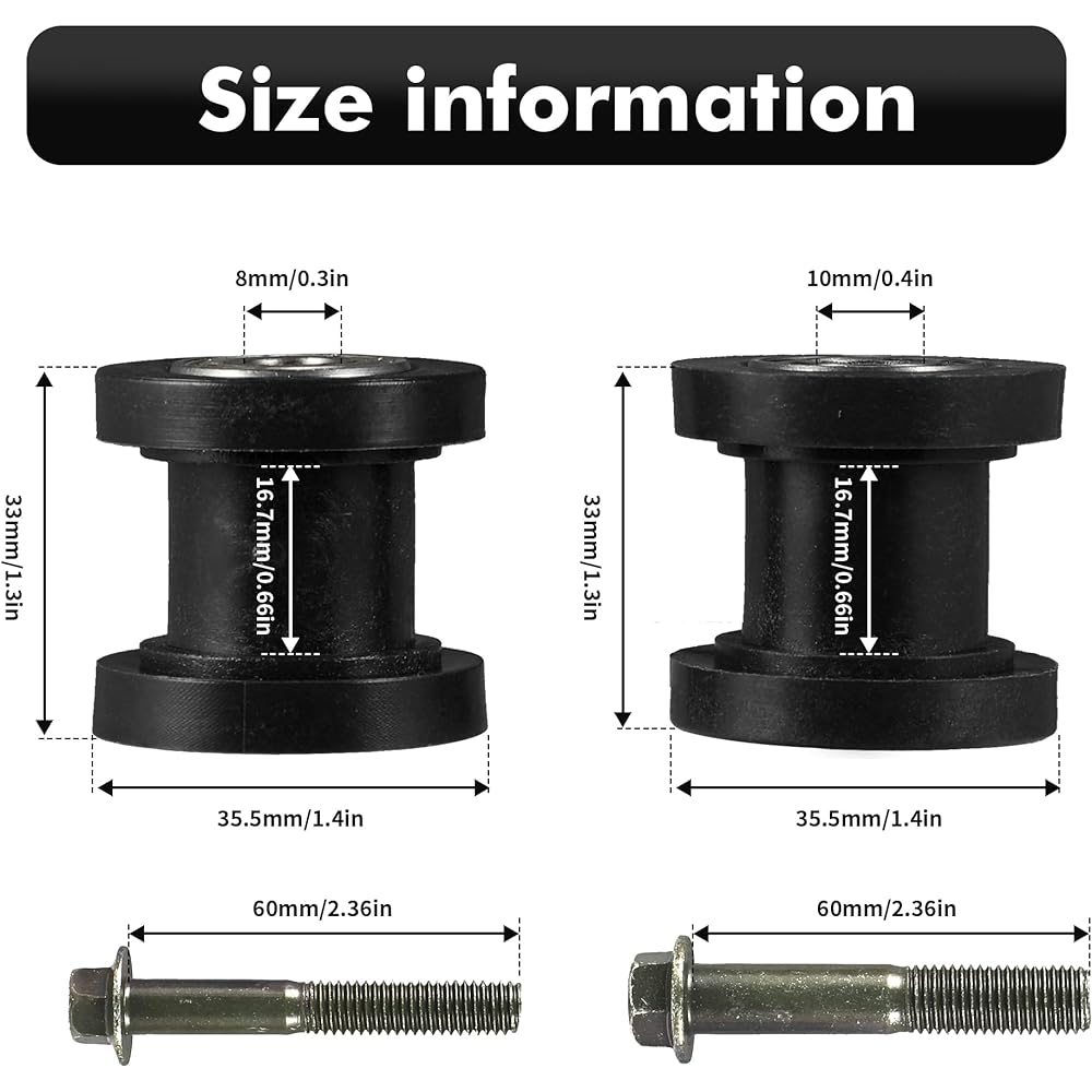 HTBCCHB 8mm and 10mm Chain Roller Pulley Tensioner Wheel Guide Motorcycle Mini Bike ATV 125cc 140cc 160cc SSR XR125 CRF50 KLX110 Pit Star Pit Dirt Bike Parts (Black)