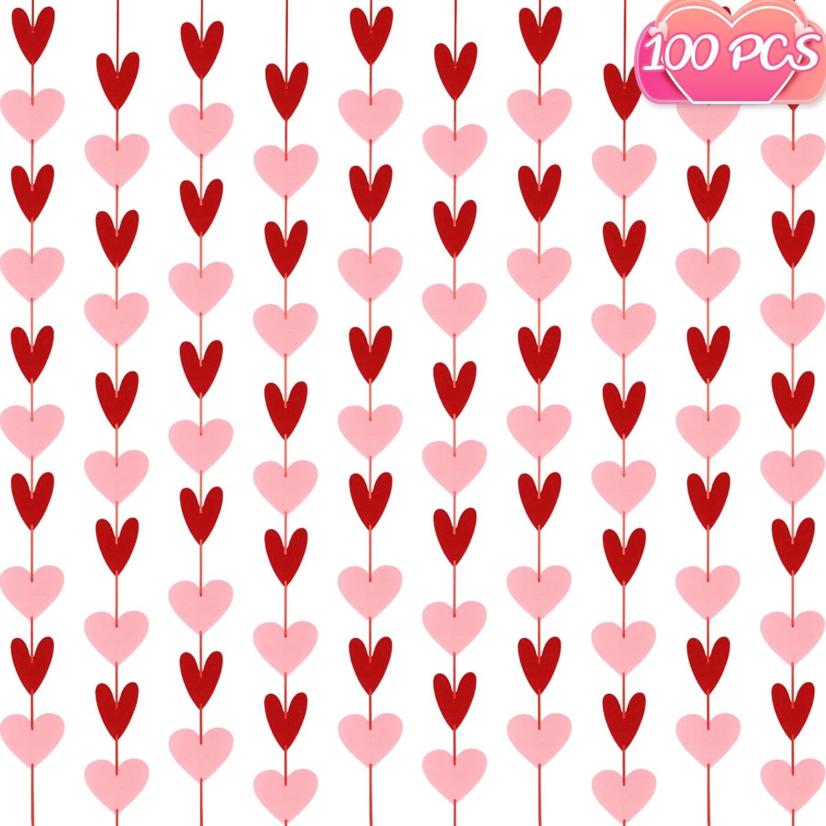 10pcs Red and Pink Hearts Valentine's Day Decorations