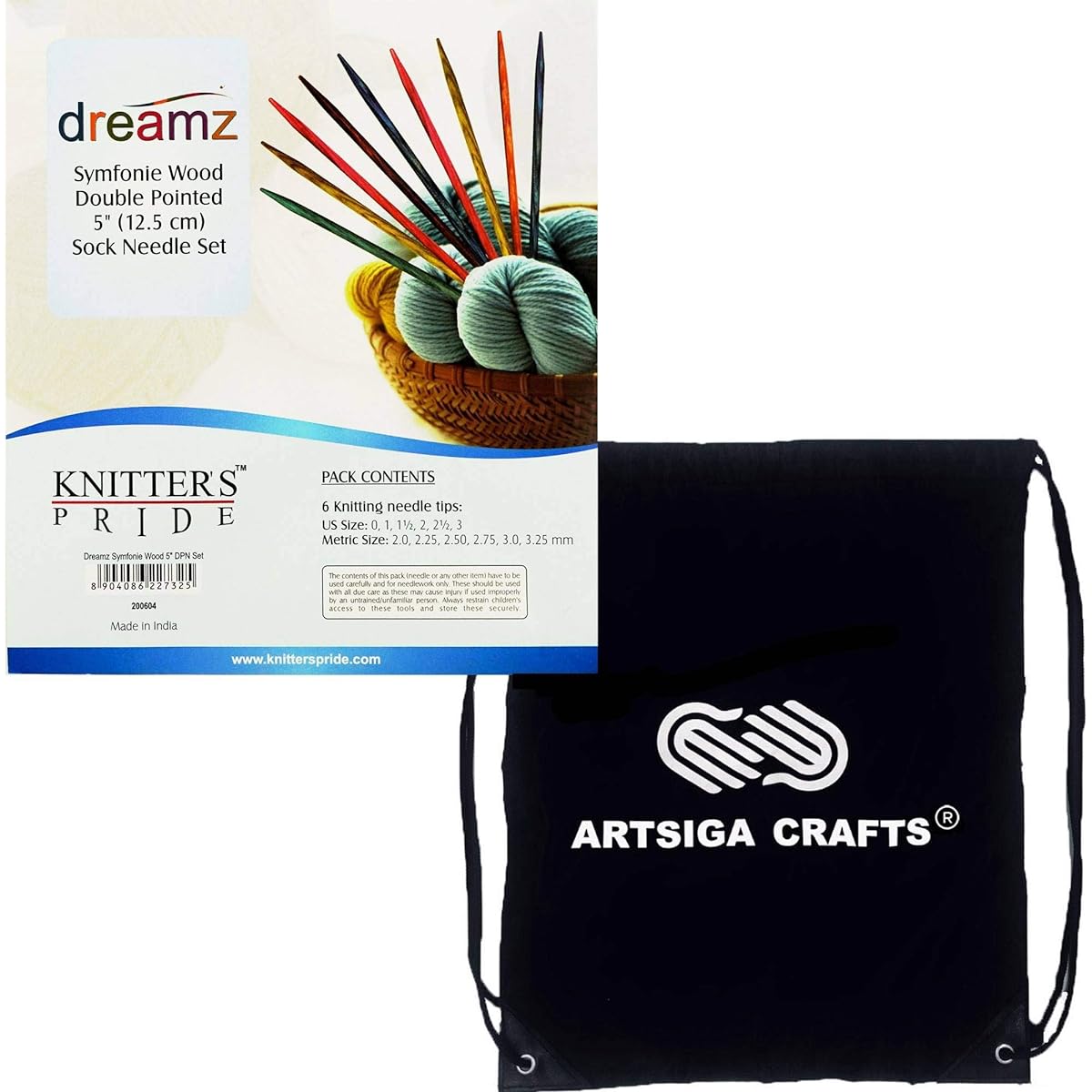 Knitter's Pride Dreamz DPN 5 (12.5cm) 6 5 Artsiga Crafts Project Bag 200604